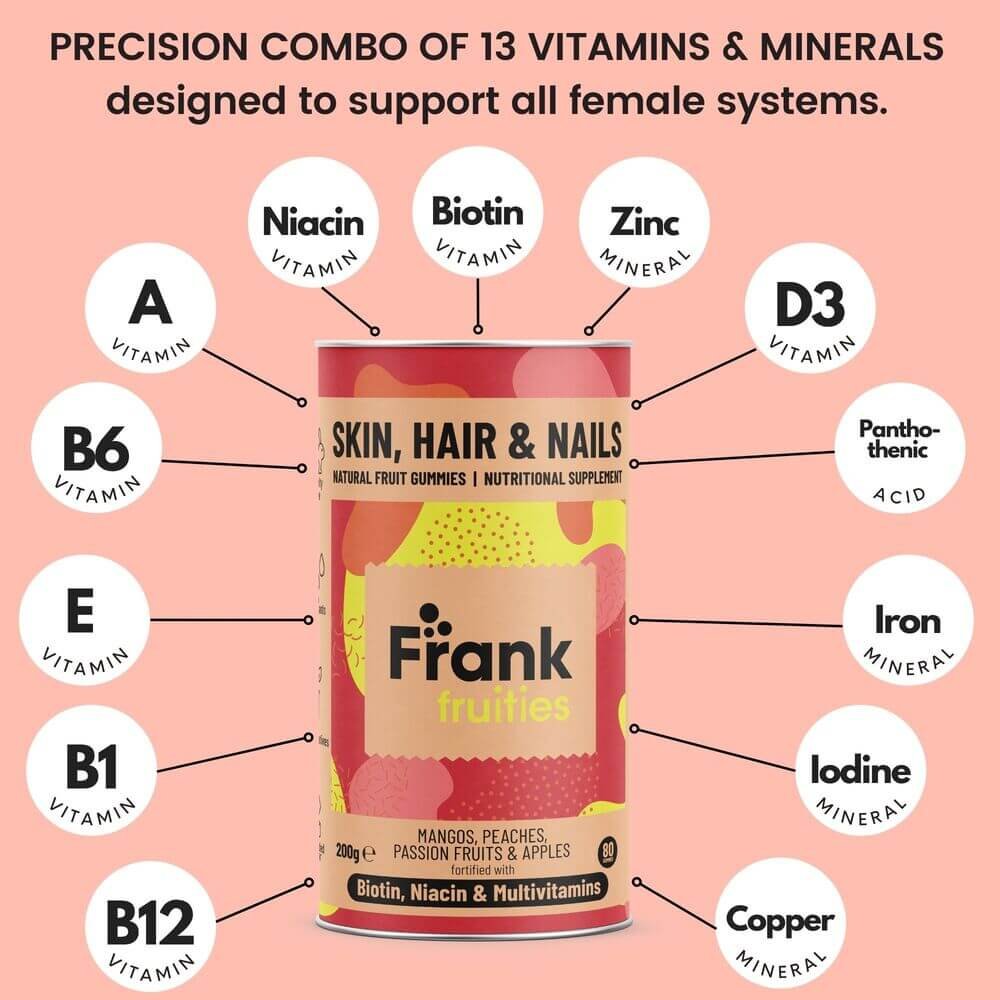 Frank fruities | vaisių guminukai su biotinu | maisto papildas | Vitagama.lt